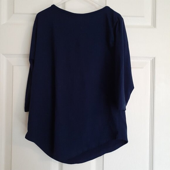Btween Girls Size 8 Navy Blue Lace Up Three Quarter Sleeve Shirt - Picture 3 of 5
